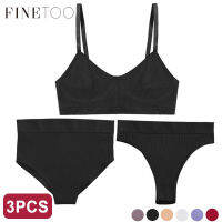 FINETOO 3PCSชุดยกทรงและชั้นในสำหรับชุดชั้นในสตรีเอวสูงBodyshaperกางเกงหญิงBraletteเสื้อซับในActive Brassiere