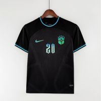 2022 2023 ล่าสุด พร้อมส่ง เสื้อกีฬาแขนสั้น ลายทีมบราซิล 22 23 Versi S-2XL สีดํา 10 NEYMAR JR、 20 VINI JR.