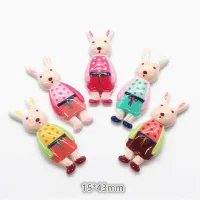 10pcs Kawaii Cartoon Animal Rabbit Miniature Flatback Cabochon Art Supply DIY Craft Scrapbooking,15*43mm