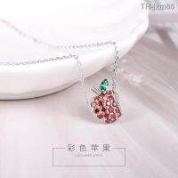 ? ornaments jewelry เครื่องประดับอัญมณี Micro-สร้อยคอนักออกแบบหญิงเฉพาะที่เรียบง่ายเครื่องประดับเงินสเตอร์ลิง S925 เวอร์ชั่นญี่ปุ่นและเกาหลีของนักเรียนโมริจี้แอปเปิ้ลแดง