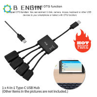 【มีของพร้อมส่ง】COD 4 In 1 USB3.1 Type-C Male to USB 2.0 Female 3 Port USB Hub OTG Function w/ USB-C Charging Port