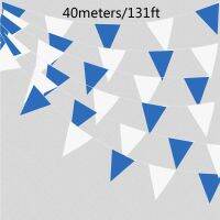 【CC】 40 Meters 131 Feet and Fabric Pennant Banner Outdoor Garden Flag Buntings Festive Decorations