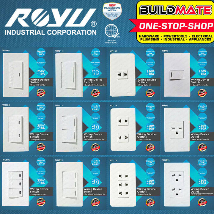 ROYU Wide Series Plate 1 2 3 Gang Universal Outlet Switch LED Reflector ...