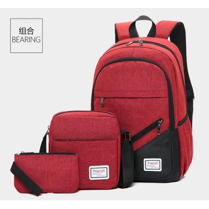 TT 3in1 Korean 100 Nylon Charcoal Matte Korean Backpack Set Lazada PH