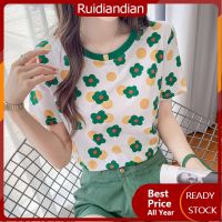 Ruidiandian เสื้อยืด S-3XL สำหรับผู้หญิง,เสื้อยืดแขนสั้นผ้าฝ้ายแฟชั่นสไตล์เกาหลีไซส์พิเศษลำลองบางใส่สบายเสื้อราคาถูก