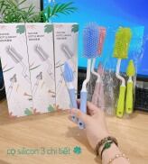 Cọ Bình Sữa, Bộ Cọ Rửa Bình Sữa Và Núm Ti Silicon Cao Cấp Siêu Mềm 3 Chi