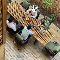 ☍♂✹ Outdoor tables and chairs courtyard garden open-air leisure rattan chair outdoor designer villa terrace anti-corrosion wood teak dining table