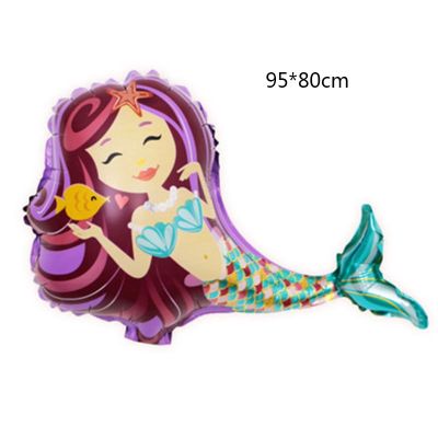 1pc Balon Helium Bahan Foil Desain Mermaid Ukuran 95x80cm Untuk Mainan Anak