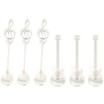 Guitar Coffee Spoons 6-pack Cute Spoons Stainless Steel Teaspoons Stirring  Spoon Guitar Shaped(silv