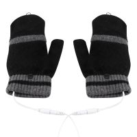 USB Electric Heated Gloves 2-Side Heating Convertible Fingerless Glove Mittens Waterproof Cycling Skiing Gloves