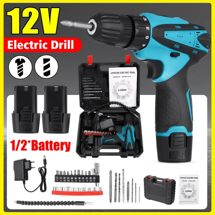 12V Electric Drill Screwdriver set Cordless Impact Drill Kit with 1/2