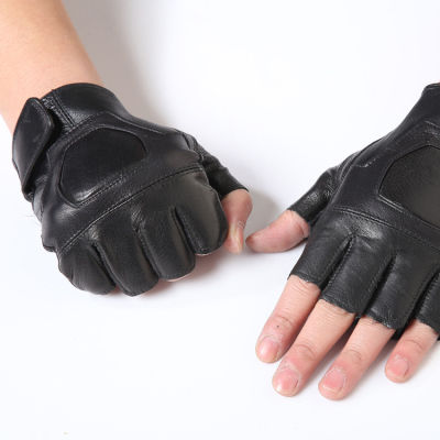 【ซินซู🙌】ถุงมือครึ่งนิ้วถุงมือยุทธวิธีกลางแจ้งหนังระบายอากาศได้ดีป้องกันการลื่นไถลสำหรับการฝึกซ้อม