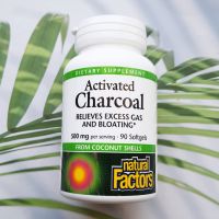 สารสกัดจากชาโคล Activated Charcoal 500 mg 90 Softgels (Natural Factors®) ถ่านกัมมันต์