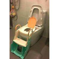 แนะนำขายดี? 2 IN 1 POTTY TRAINER ที่นั่งรองชักโครกมีบันได+กระโถน สีเขียวครีม พรีเมี่ยมเกรด รุ่นน้องเป่าเปา