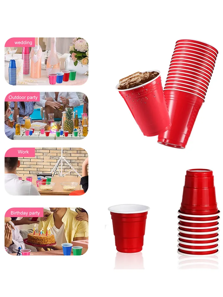 50 Pcs Red Shot Glasses, 2 Oz Small Plastic Reusable Party Cups Medicine  Cups