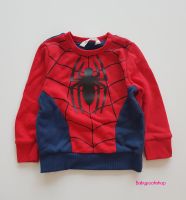 H&amp;M : เสื้อ sweater สีแดง - น้ำเงิน ลาย spiderman ด้านหน้า ตัวแมงมุมนูนขึ้นมา ด้านในบุผ้าสำลีบาง เนื้อผ้าไม่หนามาก