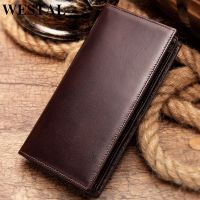 WESTAL 100% Mens Wallet Genuine Leather Clutch Male Coin Purse Men Zip Portomonee Money Bag Long Wallets Purse for Phone 8110