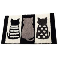 Cartoon Cat Bathroom Carpet Cute Absorbent Non-Slip Super Soft Microfiber Entrance Door Mat Flocking Mat