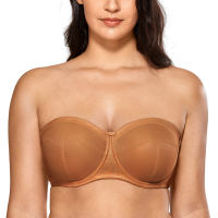 Delimira Womens No Padding Underwire Ultra Support Convertible Strapless Bra