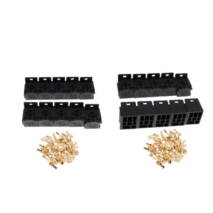 20 Pieces Automotive 5 Pin Relay Socket Holders With 6.3mm Copper ...