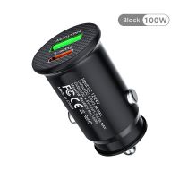 Crouch 100W Mini ที่ชาร์จแบตในรถ Type C QC3.0 PD ที่ชาร์จโทรศัพท์ในรถยนต์ USB อย่างรวดเร็วอะแดปเตอร์ชาร์จสำหรับ iPhone 13 12โทรศัพท์ LCZ396ที่ชาร์จแบตในรถ S