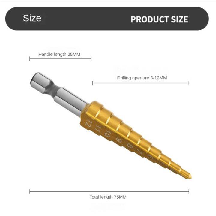 3-12mm-spiral-grooved-step-drill-hex-step-drill-bit-guitar-tail-peg-pickup-drill-bit-1-4-inch-hex-step-core-drill-bit