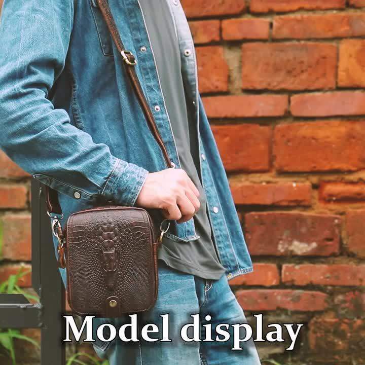 WESTAL Men's Leather Shoulder Bag Male Mini Croco Designer Leather Bag Man  Purse Small Mens Crossbody Bags for Gift Phone 6030