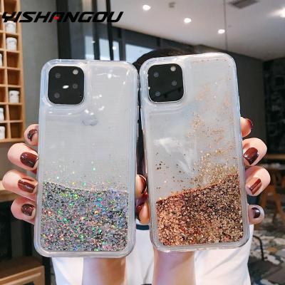 2 YISHANGOU Bling Liquid Quicksand เคสโทรศัพท์สำหรับ13 12 Mini 11 Pro Max SE 2020 7 8 XS XR เงาดาว PC + TPU Glitter Cover