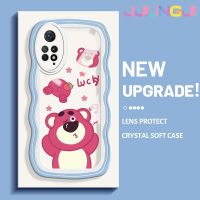 Jlingji เคสสำหรับ Xiaomi Redmi Note 11 Pro Note 5G 11e Pro ดีไซน์ใหม่ลายหมีสตรอเบอร์รี่ขอบครีมเป็นลอนเคสมือถือกันกระแทกแบบใสนิ่มเคสโปร่งใสลายกล้องถ่ายรูปเรียบง่ายอ่อนโยนฝาครอบป้องกัน