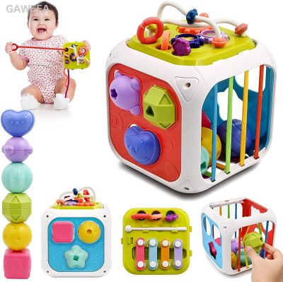 คือ❦Sensori Montessori Mainan Pendidkan untuk Anak-Anak 1 2 3 Tahun Bentuk Kotak Penyortir Susun Bayblok Kegiatan Mainan I Mainan