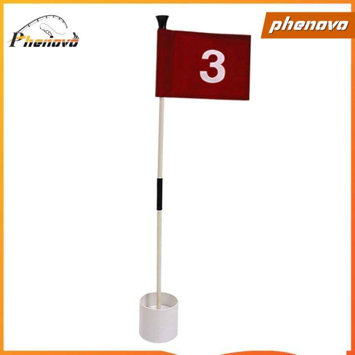 Phenovo Golf Putting Green Flag and Hole Cup Golf Flag Hole Cup Set Portable Golf Flagpoles for