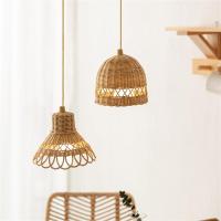 1pc Natural Rattan Wicker Chandeliers Hand-Woven Bamboo Lampshade Weaving Hanging Lamp Lampshade with Light Source