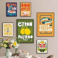 2023 ❖ Cartoon Funny Food Posters Beans on Toast Print Bon Appetit Quote Canvas Painting Club Bar Shop Kitchen Wall Picture House Decor