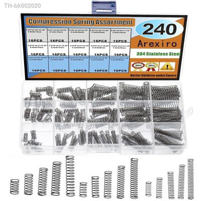 ✌ 240pcs 15 Sizes Compression Springs Assortment Kit Mini Stainless Steel Springs for Repairs 0.39 to 1.18 Length 0.16 - 0.2