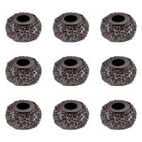 Resin Beads Black Large Hole Beads Rondelle for Necklaces Bracelets Making 14x8mm, Hole: 5mm 50pcs