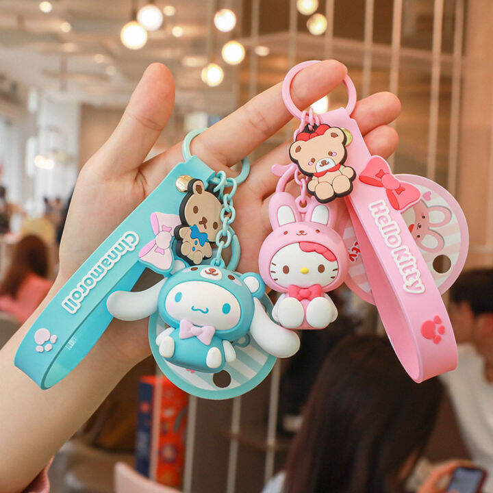 ของแท้-sanrio-ชุดสัตว์พวงกุญแจหญิงน่ารักเทรนด์ประณีตตุ๊กตาอีพ็อกซี่พวงกุญแจจี้กระเป๋า