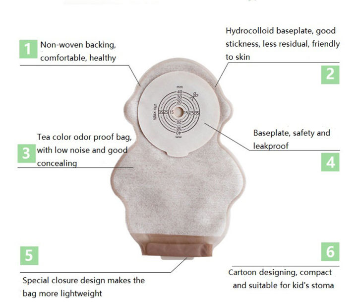 สตีดไลฟ์10ชิ้นขนาด15-40มม-ปลอกสีเบจตัดได้ระบบเดียวถุงออสโตมี-kantong-kolostomi-ถุงออสโตมีถุง10ชิ้น