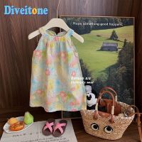 Girls Dress Summer New Children Fashion Oil Painting Dresses Baby Girls Floral Print Clothing Toddler Sleeveless Tank Top Skirt