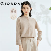 Hot ”Giordano ผู้หญิงแขนยาวคอปกเสื้อครึ่งกระเป๋าที่กระโปรงผู้หญิงสีทึบผ่อนคลายแฟชั่นกรณีเสื้อปกติ05341203