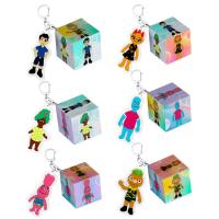 Mini Keychain Small Pendant Funny Decoration Creative Portable Cartoon Figure Design Magic Cube Keychain Halloween Christmas Gift For Training Brain Stress Relief candid