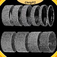 CHONGXI 1-10 Rows เงา ผู้หญิง เจ้าสาว คริสตัล ไรน์สโตน กำไลยางยืด สายรัดข้อมือ สร้อยข้อมือยืด