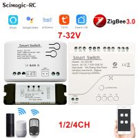 2023 latest Zigbee 3.0 Gateway 1CH RF Smart Switch 12V 24V AC DC WIFI Tuya รีโมทคอนโทรล 433 สวิตช์ไฟ 10A Rele Relay Self-locking