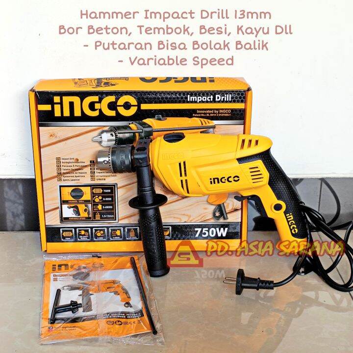 Mesin Bor Beton 13mm Ingco Id7508 Hammer Impact Drill Kayu Besi Tembok Lazada Indonesia 0930