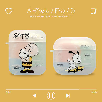 Ins Snoopy หูฟังกรณี TPU Airpod กรณีสำหรับ Airpods 2/3 Pro น่ารักการ์ตูนกรณีป้องกันซิลิโคนอ่อนนุ่มกรณี