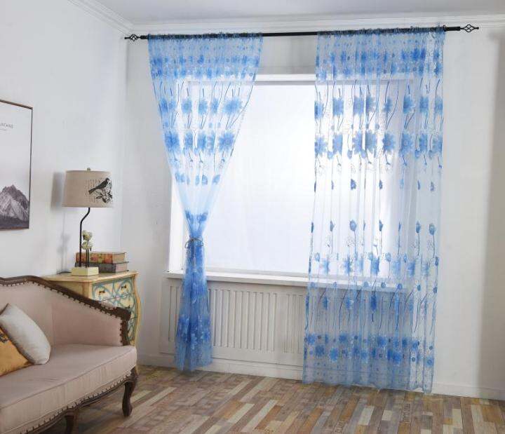 New big sunflower lace curtain door window curtain kurtina | Lazada PH