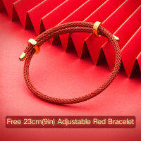 ATHENAIE Braided Rope Adjustable Charm Bracelet with Gold Color Clasp Fit European Beads Red Length 9in