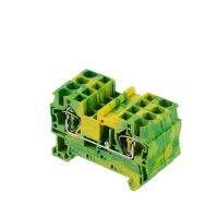 PE Din Rail Terminal Blocks 10Pcs ST-2.5PE Connectors Return Pull Type Spring Cage Connection Ground Terminal Blocks Screwless