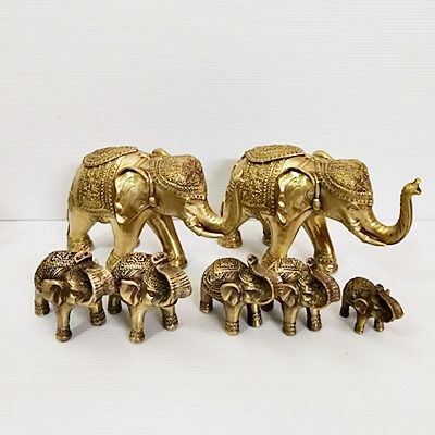 ช้างลายไทยคู่-ขนาด-7-นิ้ว-เนื้อทองเหลืองหล่อตัน