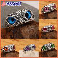 HESUOI วันแม่ Retro Animal Style Jewelry Statement Ring Open Adjustable Vintage Ring Owl Eye