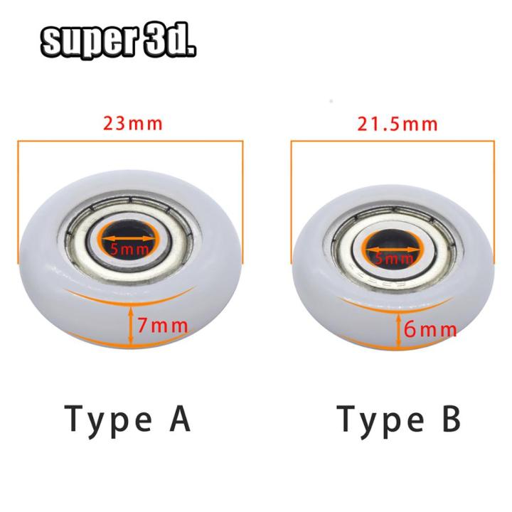 10ชิ้นล็อต-kossel-ไนลอนพลาสติกแบริ่งลูกกลิ้งล้อรอก-delrin-pom-5x21-523x6mm-ชิ้นส่วนเครื่องพิมพ์3d-ตลับลูกปืนเม็ดกลมร่อง